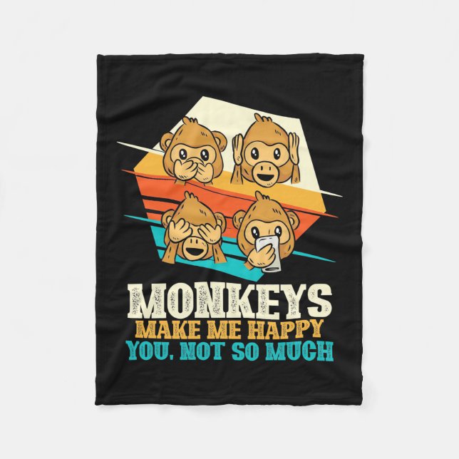 Monkeys Make Me Happy Fleece Blanket (Front)