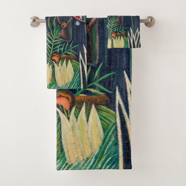 Monkeys Parrot Animal in Jungle Forest Bath Towel Set (Insitu)