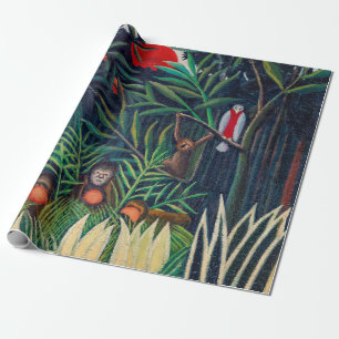 Monkeys Parrot Animal in Jungle Forest Wrapping Paper
