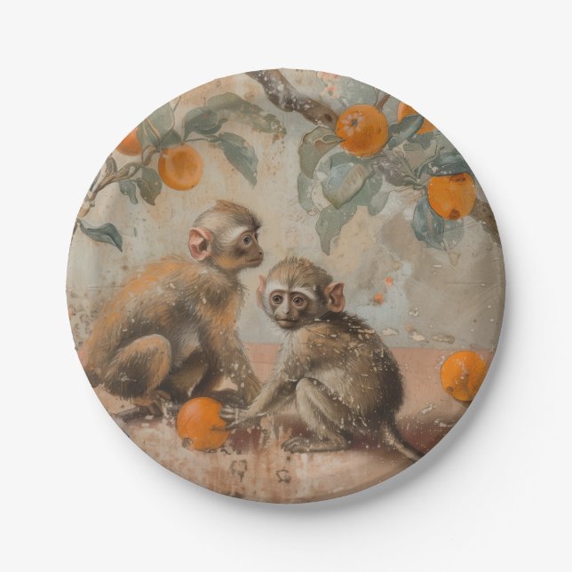 Monkeys - Round Paper Plates (Front)