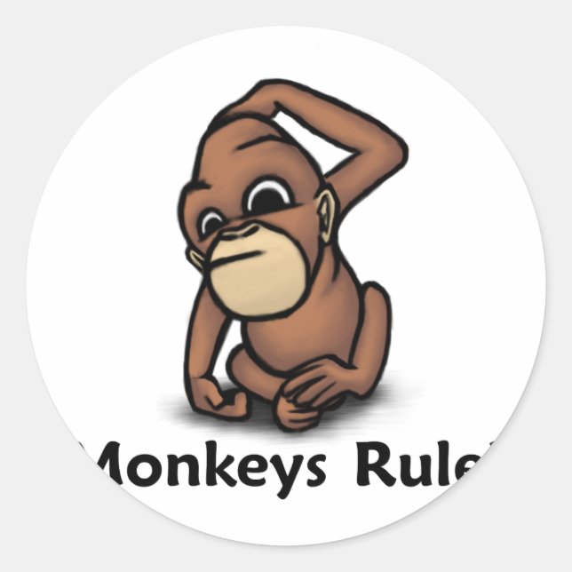 Monkeys Rule! Classic Round Sticker (Front)