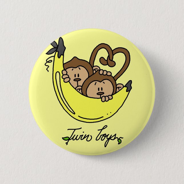 Monkeys Twin Boys Tshirts and Gifts 6 Cm Round Badge (Front)
