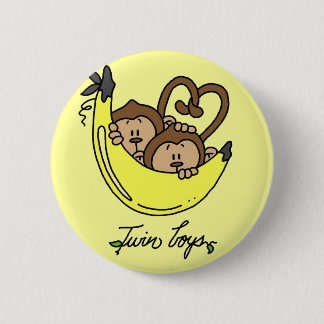 Monkeys Twin Boys Tshirts and Gifts 6 Cm Round Badge