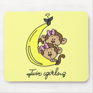 Monkeys Twin Girls T-shirts and Gifts Mouse Pad