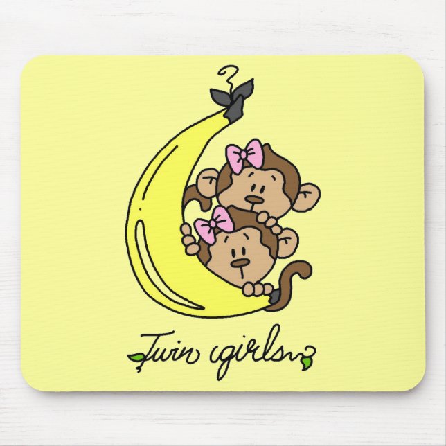 Monkeys Twin Girls T-shirts and Gifts Mouse Pad (Front)