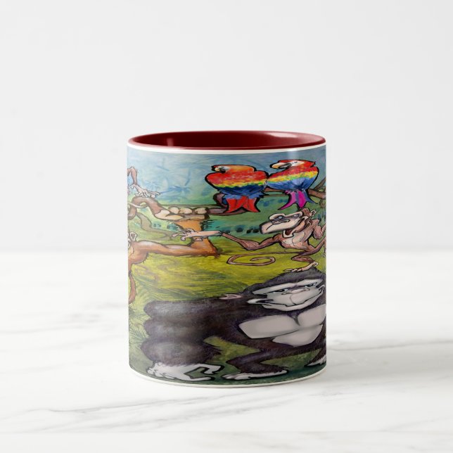 Monkeys Two-Tone Coffee Mug (Center)