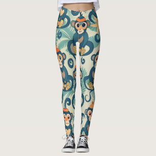 Monkeys Watercolor Custom Pattern Leggings
