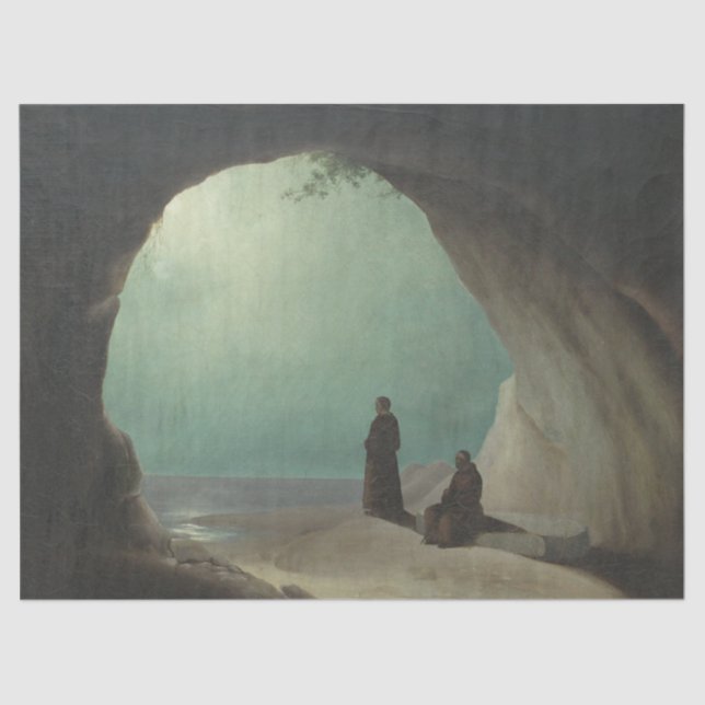 Monks in a Grotto (by Carl Blechen) Tissue Paper (Front)
