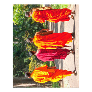 Monks in orange and maroon robes, Kandy, Sri Lanka Photo Print