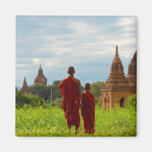 Monks with Ancient Temples Magnet