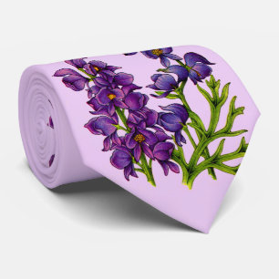 monkshood flowers print tie