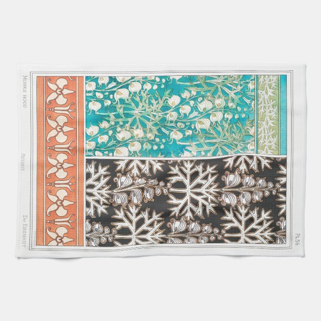 Monkshood wolfsbane plant art nouveau verneuil  tea towel (Horizontal)