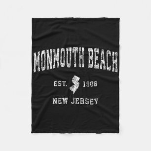 Monmouth Beach New Jersey Nj Vintage Athletic Spor Fleece Blanket
