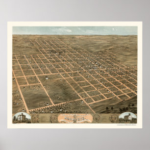 Monmouth, IL Panoramic Map - 1869 Poster