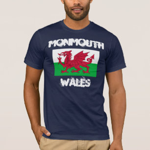 Monmouth, Wales with Welsh flag T-Shirt