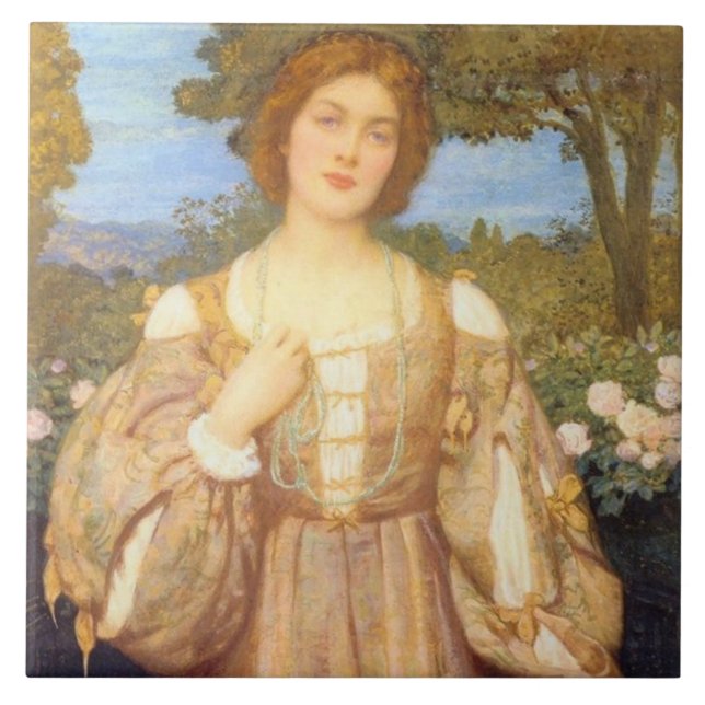 Monna Giovanna (by Edward Robert Hughes) Ceramic Tile (Front)