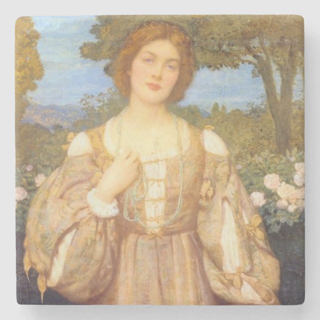 Monna Giovanna (by Edward Robert Hughes) Stone Coaster (Front)