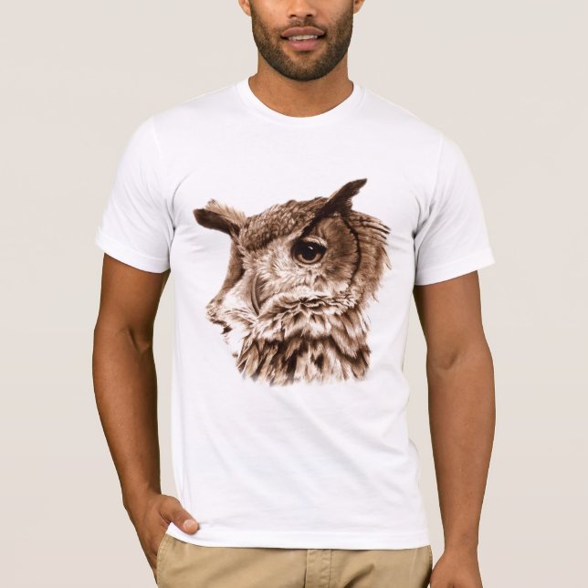 Mono fine art painted eagle owl t-shirt (Front)