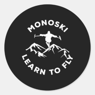 Mono Ski Learn To Fly Para Skiing Adaptive Sports Classic Round Sticker