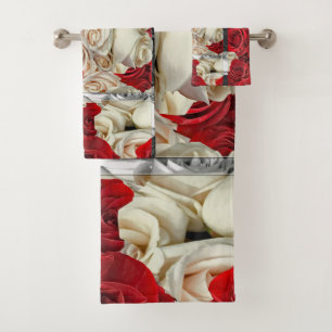 Mono Sweetheart Roses  Bath Towel Set