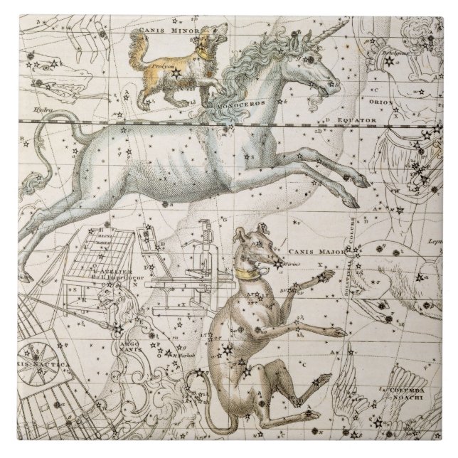 Monoceros, from 'A Celestial Atlas', pub. in 1822 Ceramic Tile (Front)