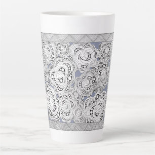 Monochromatic Abstract Foral Latte Mug