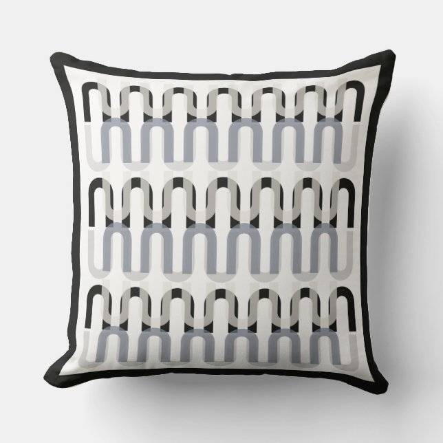 Monochromatic art deco retro design cushion (Front)