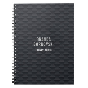 Monochromatic black and gray geometric pattern notebook