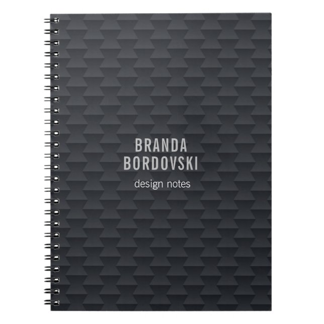Monochromatic black and gray geometric pattern notebook (Front)