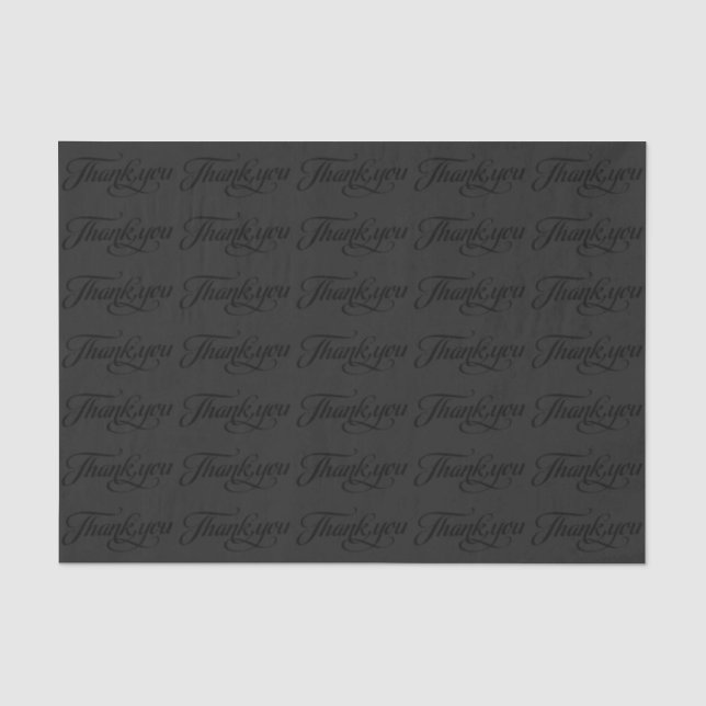 Monochromatic Black And Grey Thank You Pattern Tissue Paper (Front)