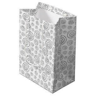 Monochromatic Black Geometric Swirls Pattern Medium Gift Bag