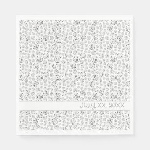 Monochromatic Black Geometric Swirls Pattern Napkin