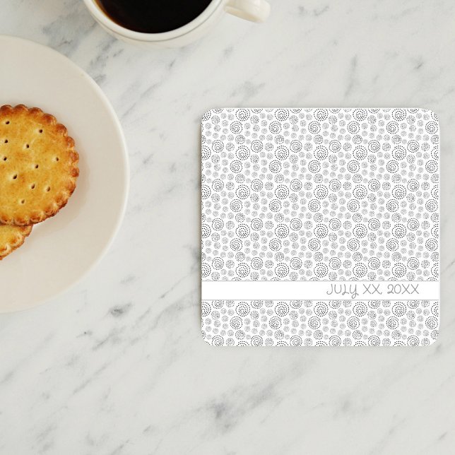 Monochromatic Black Geometric Swirls Pattern Square Paper Coaster (Creator Uploaded)