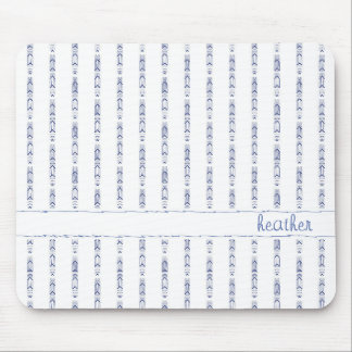 Monochromatic Blue Abstract Pattern Custom Name Mouse Pad