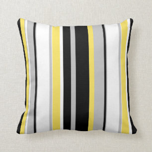 Monochromatic Bold Striped Throw Pillow