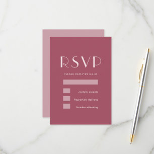 Monochromatic Burgundy Rose Wedding RSVP Card