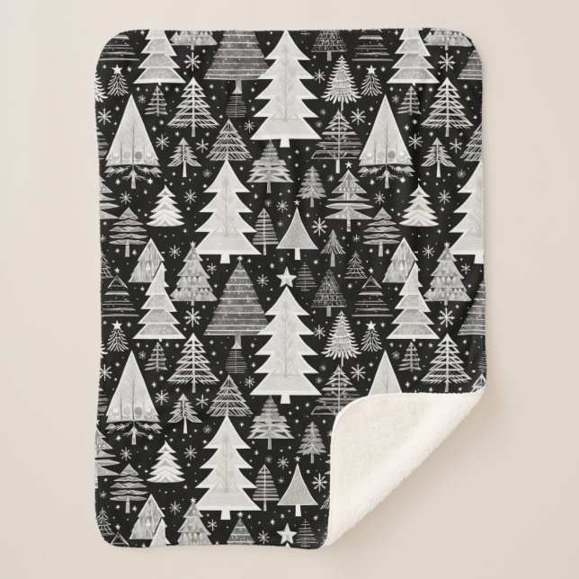 Monochromatic Christmas Sherpa Blanket (Front)