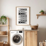 Monochromatic Clothes Pins Laundry Room Art Poster<br><div class="desc">A fun way to add graphic punch to the mundane task of doing laundry,  this large poster print can be hung both vertically or horizontally and features a collection of simply illustrated clothes pins in a monochromatic palette of black,  grey and white.</div>