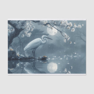 Monochromatic Crane in the Moonlight Tissue Paper