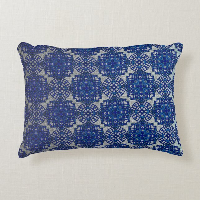 Monochromatic Faux Blue Grey Design Decorative Cushion (Front)