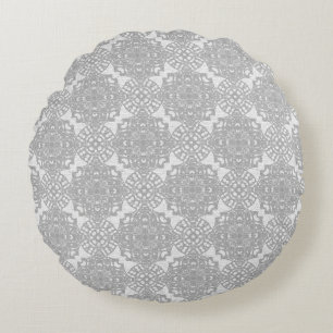 Monochromatic Faux White lace Round Cushion
