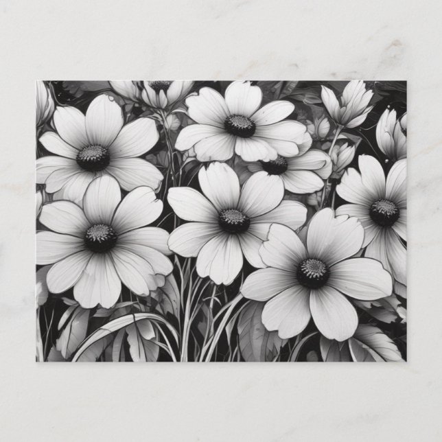  Monochromatic Floral Delight in Bloom Postcard (Front)