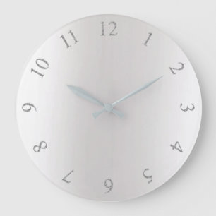 Monochromatic Glitter Grey Silver US UK Numbers Large Clock