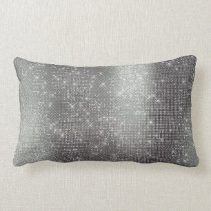 Monochromatic Graphite Metallic Sparkly Sequin Lumbar Cushion