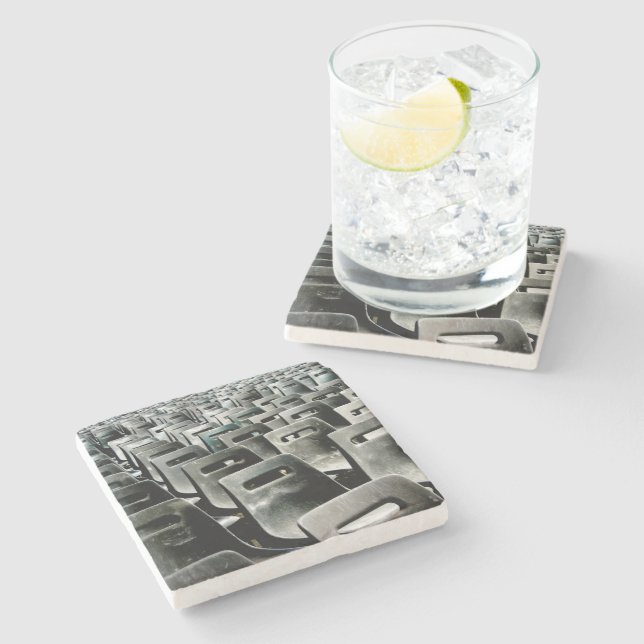 Monochromatic Grey Chairs  Stone Coaster (Side)