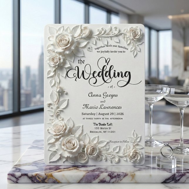 Monochromatic Ivory White Romantic Garden Invitation (Creator Uploaded)