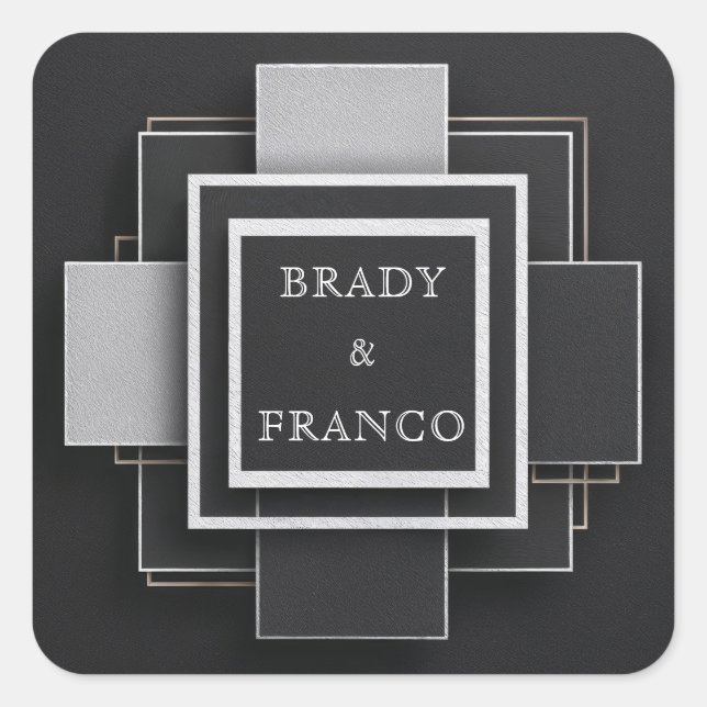Monochromatic Layered Textured Geometric Square Sticker (Front)