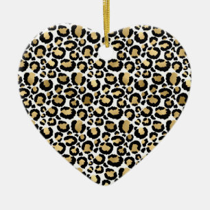 Monochromatic Leopard Spots Wild Glam Fashionable Ceramic Ornament