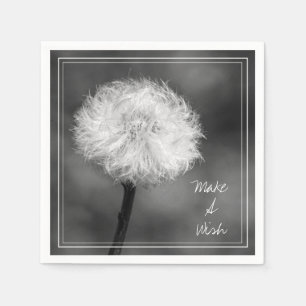 Monochromatic Make a Wish Dandelion Paper Napkin