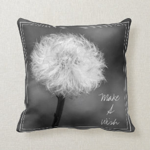 Monochromatic Make a Wish Dandelion Throw Pillow